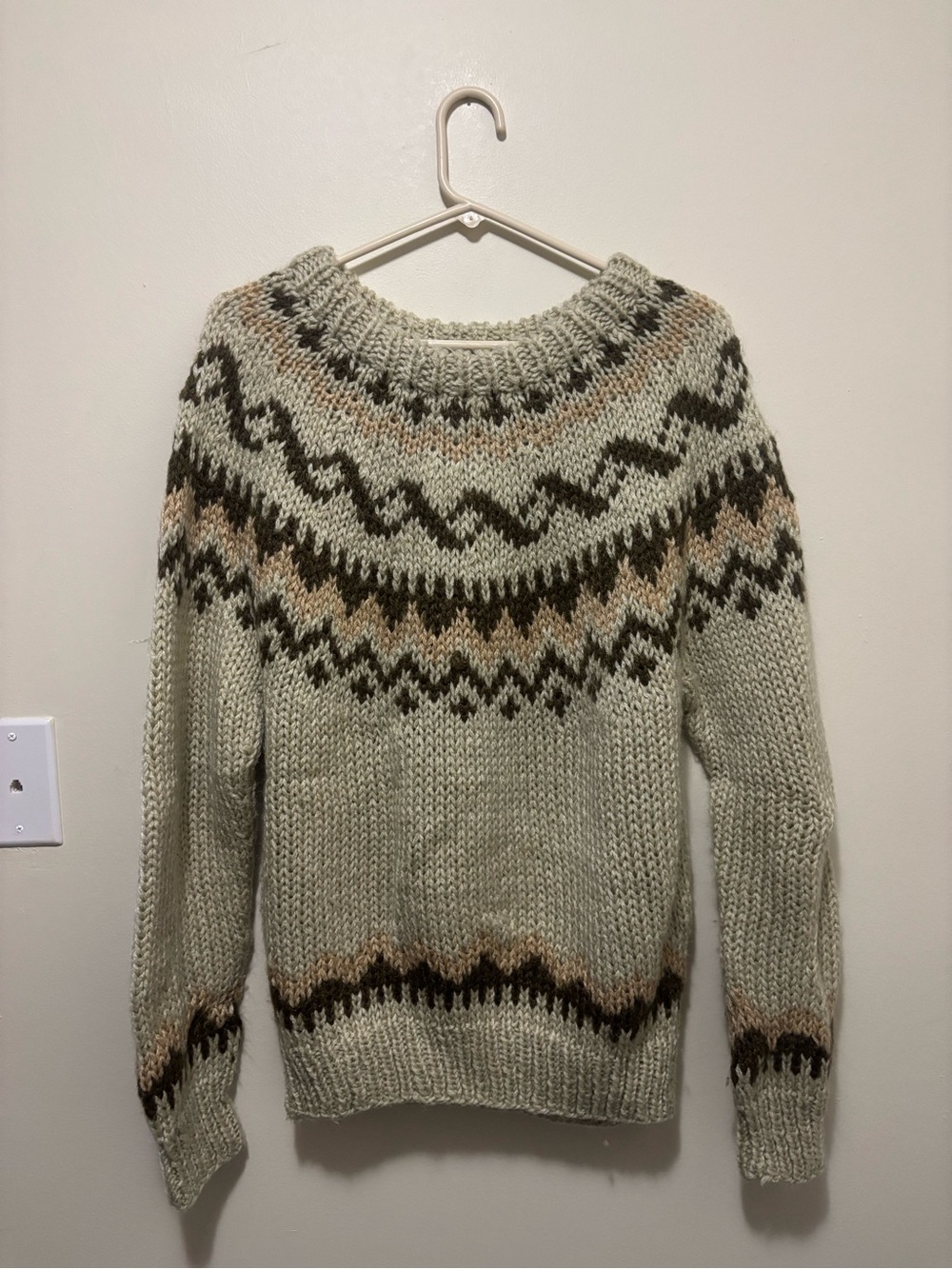 Vintage Jacques Bernard Fair Isle Nordic Heavy Knit Wool Sweater